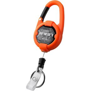 Retractable Keychain, Heavy Duty Carabiner Badge Holder, Tactical ID Badge Reel with 32" Steel Retractable Cord, 10 OZ with Badge Strap and Key Ring（Orange）