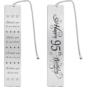 Jzxwan 95th Birthday Gifts Card for Women Men, Happy 95 Year Old Birthday Bookmark Gift for Her Him, Personalised 95 Bday Presents Decorations