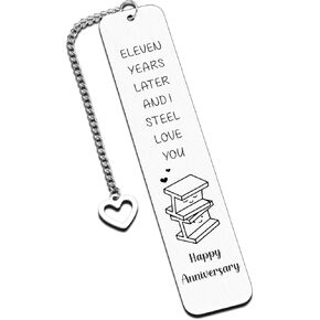 Anniversary Bookmarks, 11th Anniversary Steel Gifts, Happy Anniversary Bookmark for Reading Lovers, Anniversary for Couple, Valentines Day, Wedding Gifts for Her Him, Bookish Sweetest Gifts