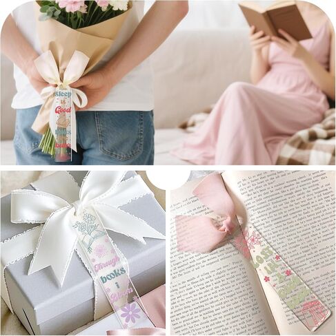 Grove Acrylic Bookmark Blanks - 60 Pcs Cute Book Flower Bookmark Making Kit Bulk Funny Aesthetic UV DTF Transfer Stickers Wraps Decals Reading Lover Bookish Women Girl Reader DIY Craft Gifts in Saudi Arabia