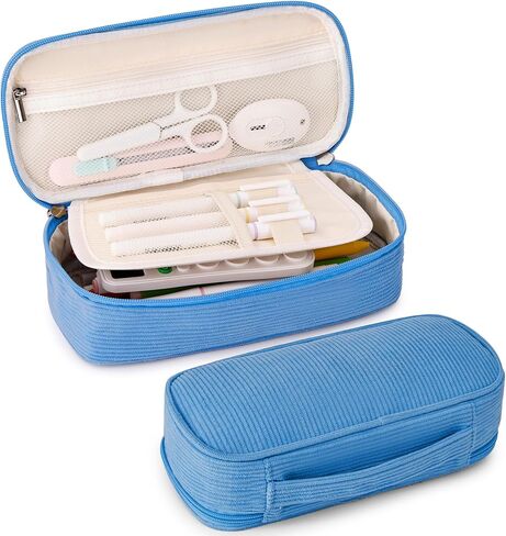 Big Capacity Pencil case,Soft Corduroy Pencil Bag,Cute Pen Case with Handle,Multi-Functional Compartments, Wide Opening Pen Pouch Organizer for Teen Girls Wome in Saudi Arabia