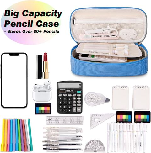 Big Capacity Pencil case,Soft Corduroy Pencil Bag,Cute Pen Case with Handle,Multi-Functional Compartments, Wide Opening Pen Pouch Organizer for Teen Girls Wome in Saudi Arabia