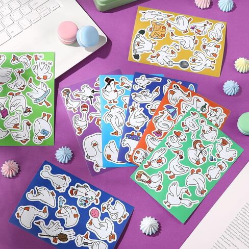 Honoson 8 Sheets 80 pcs ملصقات أوزة سخيفة مضحكة ملصق أوزة مصد أوزة لمقابلة عيد ميلاد لصالح زجاجات المياه المحمول ديكورات دفتر in Saudi Arabia