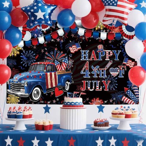 MEHOFOND 4th of July Banner, 4th of July Wall Banner for 4th of July Decorations, Independence Day Wall Decorations, Fourth of July Party Decorations, Patriotic Decorations 5.9x3.6ft in Saudi Arabia