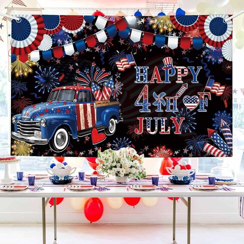 MEHOFOND 4th of July Banner, 4th of July Wall Banner for 4th of July Decorations, Independence Day Wall Decorations, Fourth of July Party Decorations, Patriotic Decorations 5.9x3.6ft in Saudi Arabia