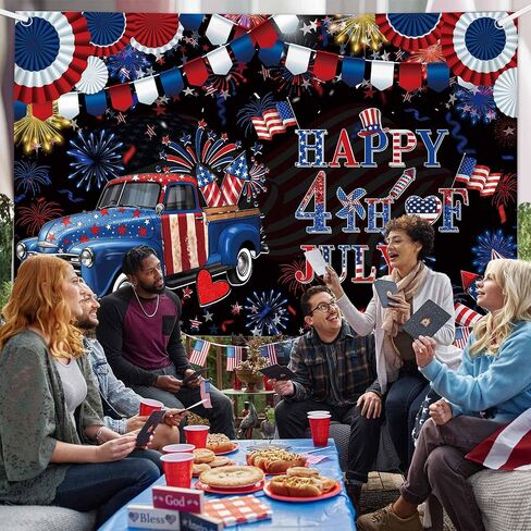MEHOFOND 4th of July Banner, 4th of July Wall Banner for 4th of July Decorations, Independence Day Wall Decorations, Fourth of July Party Decorations, Patriotic Decorations 5.9x3.6ft in Saudi Arabia