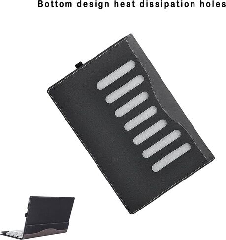 حالة الكمبيوتر المحمول لـ Dell Inspiron 16 Plus 7630 7620 7610 PRO 5620 5630 5625 & Vostro 5630 5620 7620 Cover ، Pu Leather 2 in 1 Book Bag مع حامل القلم (رمادي داكن) in Kuwait