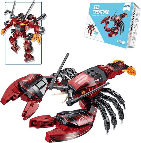 Sea Creatures Building Toy Ocean Animal Building Blocks Sets 2 in 1 Lobster Figures for 6 Plus Years Old Boys and Girls Gift for Birthday Christmas (263pcs) in Saudi Arabia