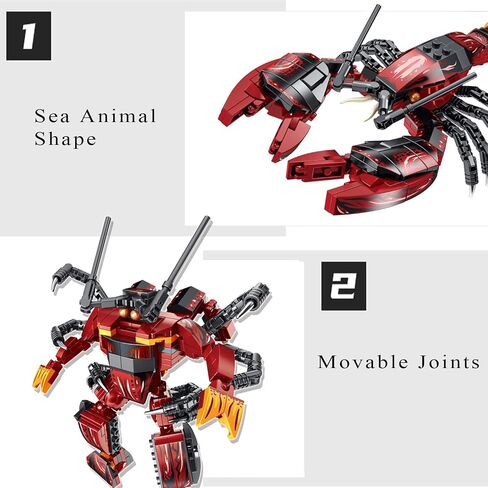 Sea Creatures Building Toy Ocean Animal Building Blocks Sets 2 in 1 Lobster Figures for 6 Plus Years Old Boys and Girls Gift for Birthday Christmas (263pcs) in Saudi Arabia