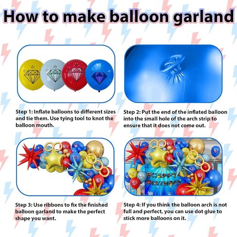 Red Blue and Gold Hedgehog Birthday Party Decorations with Diamond Balloons and Birthday Banner - Cartoon Hedgehog Balloon Arch and Party Supplies in Saudi Arabia