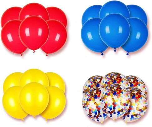 BELMAKS 24 PCS Carnival Party Balloons - 12'' Festival Theme - Red, Blue, Yellow, Multicolor - Birthday Party Decorations in Saudi Arabia