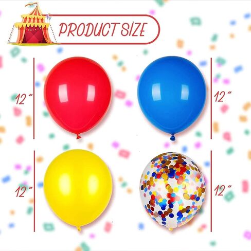 BELMAKS 24 PCS Carnival Party Balloons - 12'' Festival Theme - Red, Blue, Yellow, Multicolor - Birthday Party Decorations in Saudi Arabia