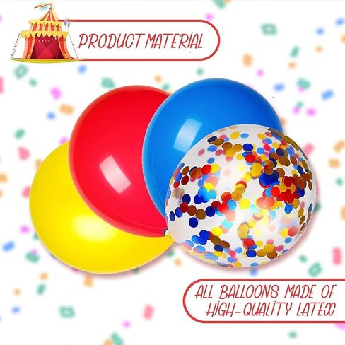 BELMAKS 24 PCS Carnival Party Balloons - 12'' Festival Theme - Red, Blue, Yellow, Multicolor - Birthday Party Decorations in Saudi Arabia