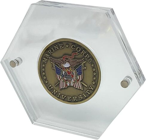Premium Military Challenge Coin Display Capsule, Hexagonal Acrylic Case with Magnetic Closure, Clear in Saudi Arabia