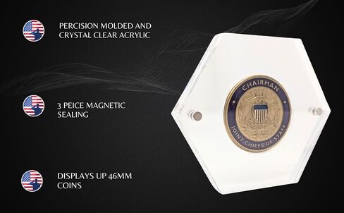 Premium Military Challenge Coin Display Capsule, Hexagonal Acrylic Case with Magnetic Closure, Clear in Saudi Arabia