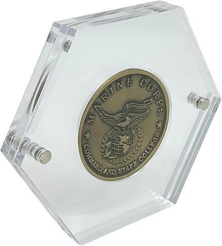 Premium Military Challenge Coin Display Capsule, Hexagonal Acrylic Case with Magnetic Closure, Clear in Saudi Arabia