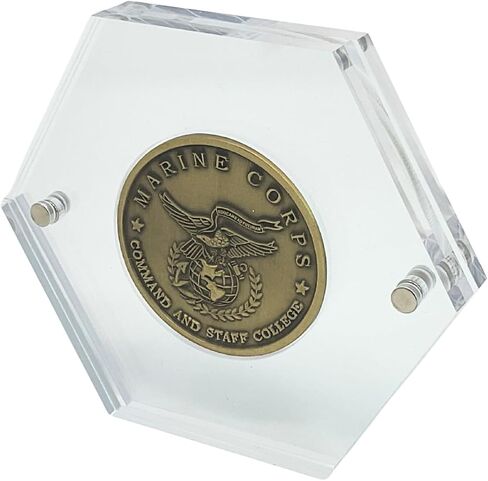 Premium Military Challenge Coin Display Capsule, Hexagonal Acrylic Case with Magnetic Closure, Clear in Saudi Arabia