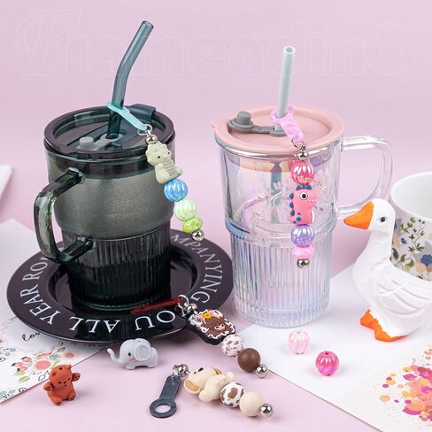 Framendino, 6 Pack Beadable Straw Charm Cup Dangle Adapters for Tumbler Decoration in Saudi Arabia