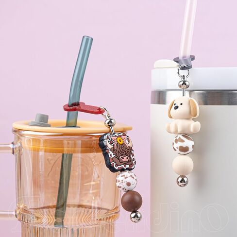 Framendino, 6 Pack Beadable Straw Charm Cup Dangle Adapters for Tumbler Decoration in Saudi Arabia