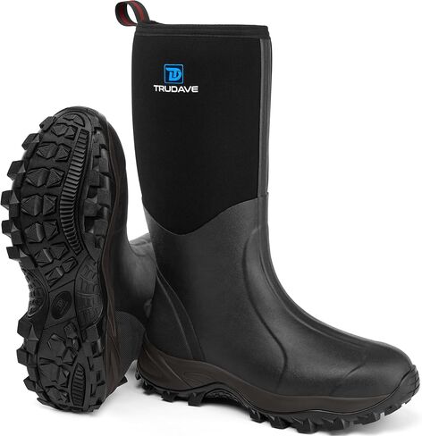 Trudave Rubber Boots for Men & Women with Steel Shank, Mens Rain Boots Waterproof Insulated, Reliable 6mm Neoprene Warm Anti-slip High Traction Multi-season Dry Mud Boot for Outdoor, Work, Hunting in Saudi Arabia