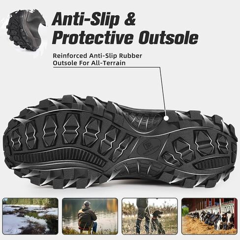 Trudave Rubber Boots for Men & Women with Steel Shank, Mens Rain Boots Waterproof Insulated, Reliable 6mm Neoprene Warm Anti-slip High Traction Multi-season Dry Mud Boot for Outdoor, Work, Hunting in Saudi Arabia