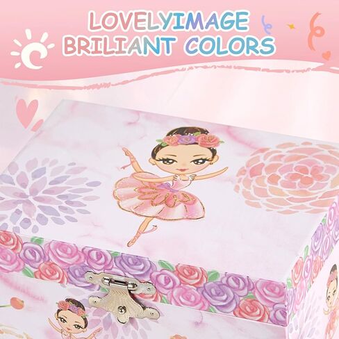 Girl's Gift Music Box with Spinning Ballerina,Fairy Design Musical Jewelry Box for Kids Jewel Storage,Toys for Girls in Kuwait