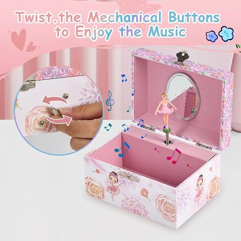 Girl's Gift Music Box with Spinning Ballerina,Fairy Design Musical Jewelry Box for Kids Jewel Storage,Toys for Girls in Kuwait