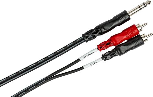 HOSA TRS-201 1/4" TRS إلى كابل إدخال RCA مزدوج، 1 متر أسود وYPR-102 1/4" TRS إلى كابل ستيريو RCAF مزدوج in Kuwait