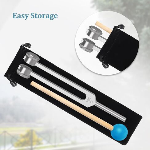 128Hz Tuning Fork,Aluminum Alloy Tuning Fork With Accurate Frequency, with Silicone Hammer and Storage Bag,Suitable For Sound Therapy,Yoga,Meditation,And Relaxation in Kuwait