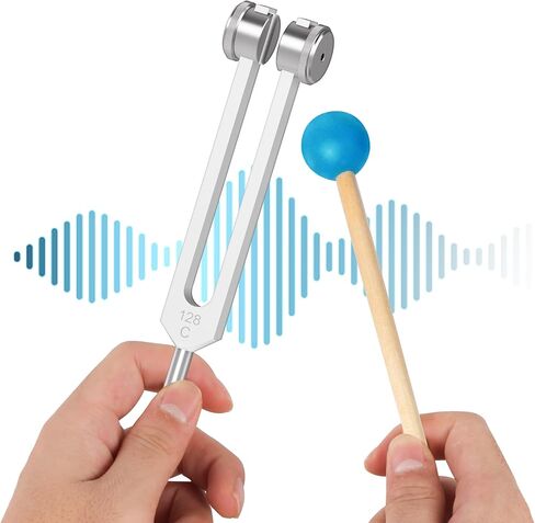 128Hz Tuning Fork,Aluminum Alloy Tuning Fork With Accurate Frequency, with Silicone Hammer and Storage Bag,Suitable For Sound Therapy,Yoga,Meditation,And Relaxation in Kuwait