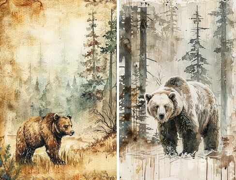 Bear Rice Papers, 8" x 10.5" (6 Sheets) – Decoupage Paper 6X Designs for Collage, Mixed Media, Card Making & Crafts, Decoupage by CRAFT KREATIVELY in Kuwait