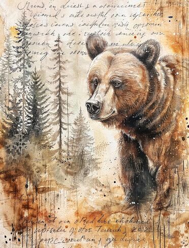 Bear Rice Papers, 8" x 10.5" (6 Sheets) – Decoupage Paper 6X Designs for Collage, Mixed Media, Card Making & Crafts, Decoupage by CRAFT KREATIVELY in Kuwait