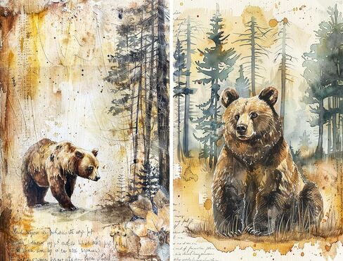 Bear Rice Papers, 8" x 10.5" (6 Sheets) – Decoupage Paper 6X Designs for Collage, Mixed Media, Card Making & Crafts, Decoupage by CRAFT KREATIVELY in Kuwait