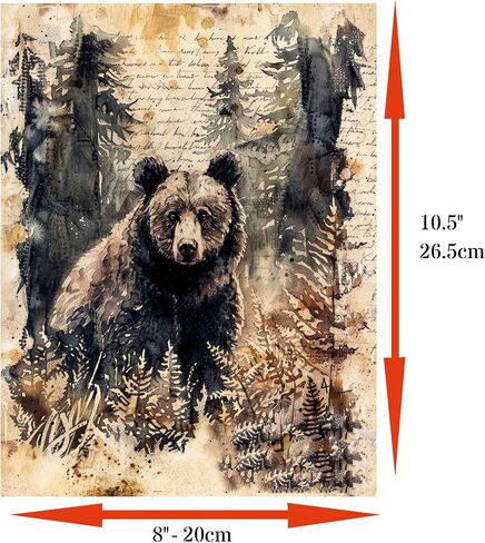 Bear Rice Papers, 8" x 10.5" (6 Sheets) – Decoupage Paper 6X Designs for Collage, Mixed Media, Card Making & Crafts, Decoupage by CRAFT KREATIVELY in Kuwait