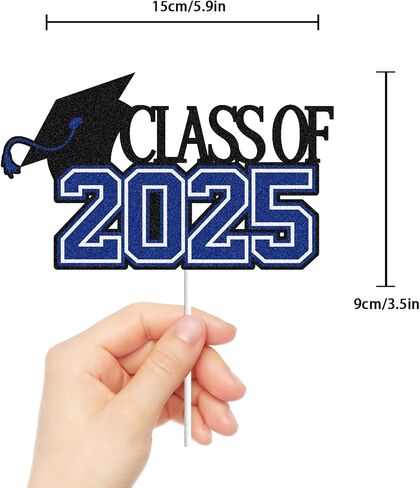 LINGBOOM Class of 2025 Graduation Cake Topper Blue Glitter Grad 2025 Happy Graduation We are So Proud of You Cake Decorations Congrats Grad Party Supplies in Saudi Arabia