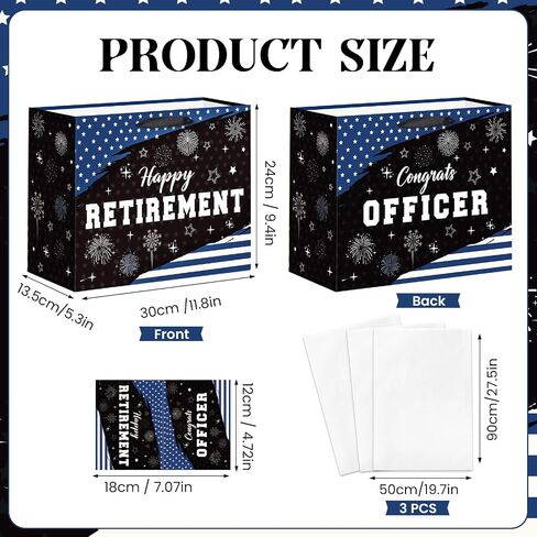 LUUFILx Black Retirement Gift Bag for Men Women Large Happy Retirement with Wrapping Paper Card Congrats Office Gift Bag for Police Coworker Farewell Going Away Party Decorations Supplies (Black) in Saudi Arabia