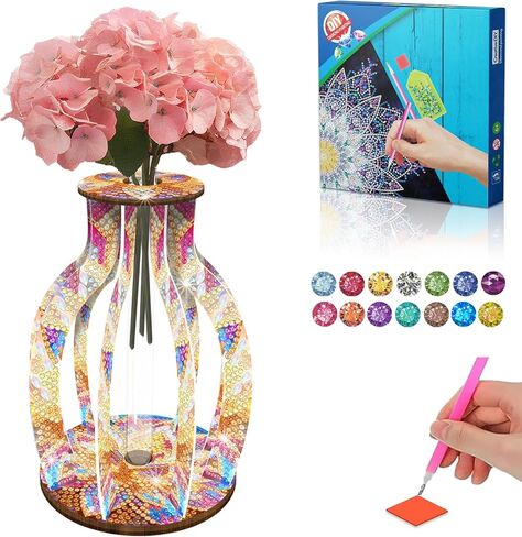فني الفنون الماسي اختبار أنبوب أنبوب مع أنابيب اختبار ABS الغراس المائي DIY ماندالا زهرة وعاء للمكتب المنزلي ديكور زفاف فكرة هدية فريدة من نوعها (ماندالا) in Kuwait