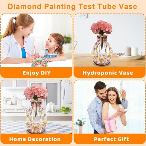 فني الفنون الماسي اختبار أنبوب أنبوب مع أنابيب اختبار ABS الغراس المائي DIY ماندالا زهرة وعاء للمكتب المنزلي ديكور زفاف فكرة هدية فريدة من نوعها (ماندالا) in Kuwait