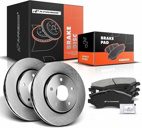 A-Premium 11.9 in(302mm) Front Vented Disc Brake Rotors + Ceramic Pads Kit Compatible with Select Chrysler, Dodge, Ram and Volkswagen Models - Town & Country, Grand Caravan, Journey, C/V, Routan, 6-PC in Saudi Arabia