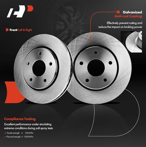 A-Premium 11.9 in(302mm) Front Vented Disc Brake Rotors + Ceramic Pads Kit Compatible with Select Chrysler, Dodge, Ram and Volkswagen Models - Town & Country, Grand Caravan, Journey, C/V, Routan, 6-PC in Saudi Arabia