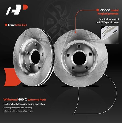 A-Premium 11.9 in(302mm) Front Vented Disc Brake Rotors + Ceramic Pads Kit Compatible with Select Chrysler, Dodge, Ram and Volkswagen Models - Town & Country, Grand Caravan, Journey, C/V, Routan, 6-PC in Saudi Arabia