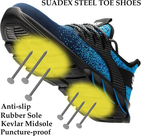 SUADEX Steel Toe Sneakers for Men Women Indestructible Work Shoes Lightweight Comfortable Safety Sneakers Slip-Resistant Composite Toe Shoes for Construction Black in Saudi Arabia