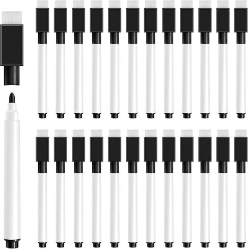 25 Pcs Colorful Magnetic Dry Erase Markers, 4.5 Inch Magnetic Dry Wipe Mini Marker Pens with Eraser Cap, Low Odor Whiteboard Markers Bulk Fine Point Tip for School, Office, Enterprises Supplies in Saudi Arabia