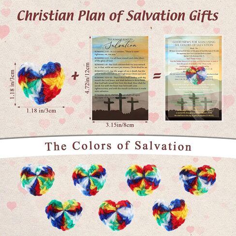100 Set VBS 2025 Plan of Salvation Gifts The Romans Road to Salvation Bookmarks Gospel Tracts Prayer Pocket Cards and Hand Woven Hearts Bulk for Christian Religious Church School in Saudi Arabia