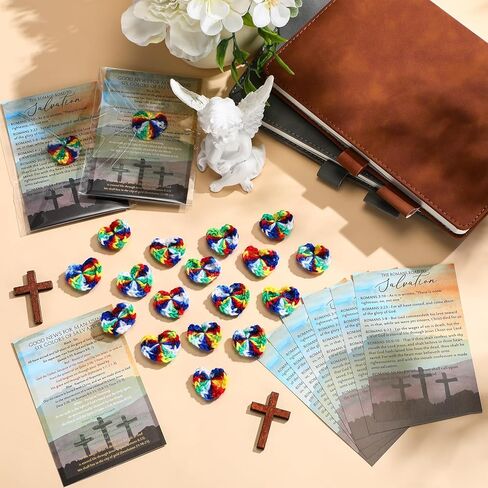 100 Set VBS 2025 Plan of Salvation Gifts The Romans Road to Salvation Bookmarks Gospel Tracts Prayer Pocket Cards and Hand Woven Hearts Bulk for Christian Religious Church School in Saudi Arabia