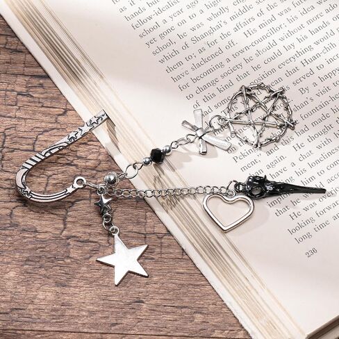 هدايا المرجعية المعدنية القوطية - Y2K Fantasy Black Butterfly Book Marks Charm فريدة من نوعها الرومانسية المظلمة الرومانسية الجمالية المخصصة لعلامات الصليب العلامات لعشاق القراءة النساء in Kuwait