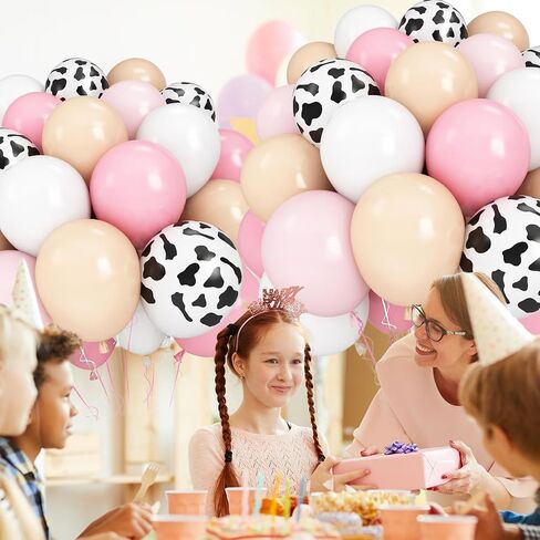 Cow Print Balloons - 12 Inch Pastel Pink Cow Print Latex Balloons (Pack of 50) | Vibrant Colors, for Girls Birthday Baby Shower Cowgirl Rodeo Farm Animals Gender Reveal Party Decorations Supplies in Saudi Arabia