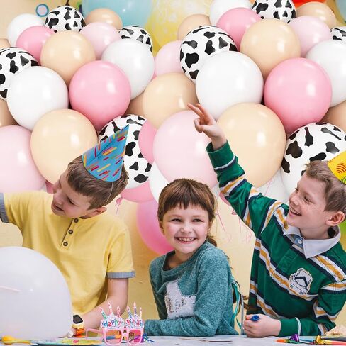 Cow Print Balloons - 12 Inch Pastel Pink Cow Print Latex Balloons (Pack of 50) | Vibrant Colors, for Girls Birthday Baby Shower Cowgirl Rodeo Farm Animals Gender Reveal Party Decorations Supplies in Saudi Arabia