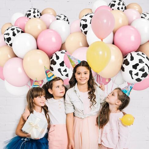Cow Print Balloons - 12 Inch Pastel Pink Cow Print Latex Balloons (Pack of 50) | Vibrant Colors, for Girls Birthday Baby Shower Cowgirl Rodeo Farm Animals Gender Reveal Party Decorations Supplies in Saudi Arabia