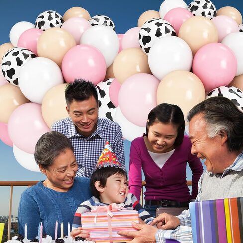 Cow Print Balloons - 12 Inch Pastel Pink Cow Print Latex Balloons (Pack of 50) | Vibrant Colors, for Girls Birthday Baby Shower Cowgirl Rodeo Farm Animals Gender Reveal Party Decorations Supplies in Saudi Arabia